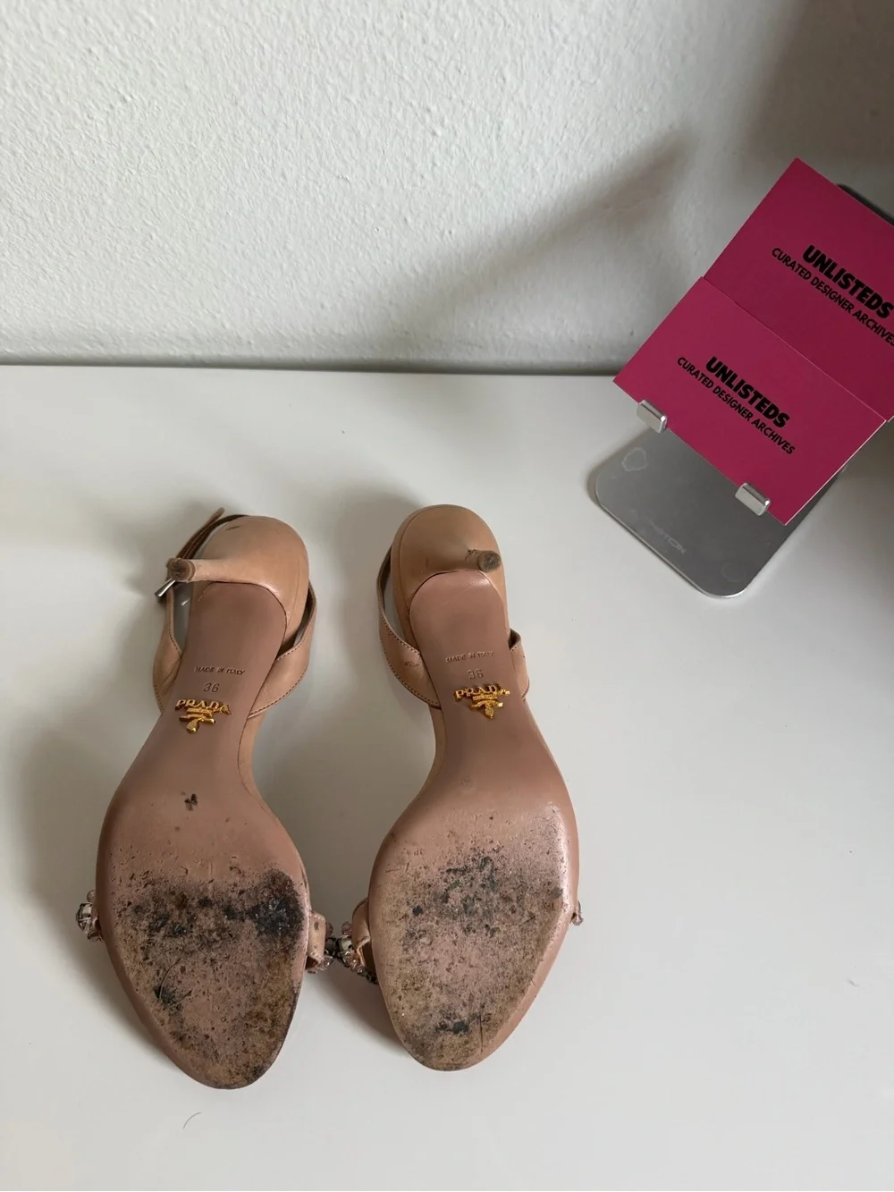 Vintage Prada Jeweled Satin Slingback Heels Size 36